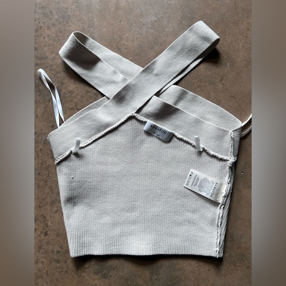 Babaton Sculpt Knit Criss Cross Ribbed Cropped Top Small - Picture 11 of 11